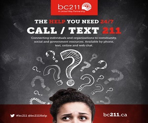 bc211 is a nonprofit organization that specializes in providing free information and referral regarding community, government and social services in BC.